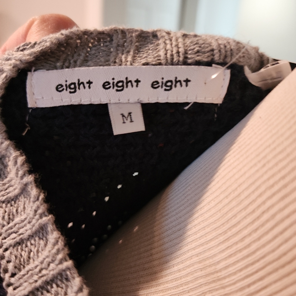 EIGHT EIGHT EIGHT woman’s Cotton Knit Sweater Blue/Gray/Orange Size M New - Picture 7 of 8